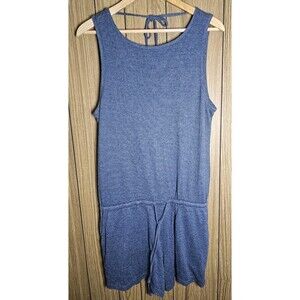 prAna Sylvie Romper NWT Size LARGE Sustainable Hemp Boho Black Stripe Blue